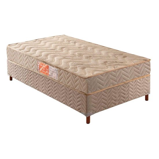 Cama Box Solteiro: Colchão Espuma Paropas D33 Pasquale + Base CRC Rústico Clean(88x188)