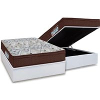Cama Box Baú Casal: Colchão Ortopédico Ortobom D45 / EP ISO 150 Mega Firme + Base CRC Courano White(138x188)