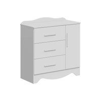 Cômoda Bebê Clara c/ 1 Porta Lisa e 3 Gavetas Branco - Peroba