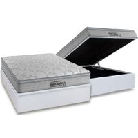 Conjunto Box Baú Casal: Colchão Espuma Probel D40 Guarda Costas Premium Hiper Firme + Base CRC Courano White (138x188)