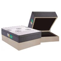 Cama Box Baú Casal: Colchão Espuma Polar D33 Pérola Euro Pillow + Base CRC Suede Clean(138x188)