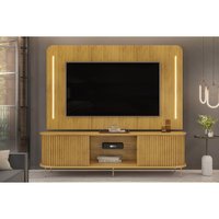 Home p/ TV até 75 Pol Atlas Ripado c/ 2 Portas 218x62cm Cedro - DJ Móveis