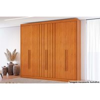 Guarda Roupa 6 Portas (2 Ripadas) e 8 Gavetas Grécia Cinamomo - Conquista