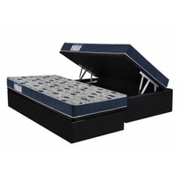 Cama Box Baú Solteiro: Colchão Anatômico Ortobom D28 ISO 60 Super Firme + Base CRC Courano Black (88x188)