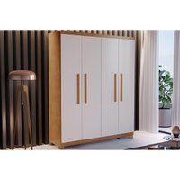 Guarda Roupa 4 Portas e 2 Gavetas c/ Pés Espanha Naturale/Off White - Rufato