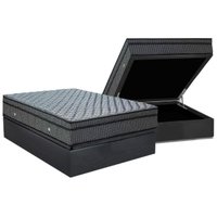 Conjunto Box Baú Casal: Colchão Molas Ortobom Hotelaria Nanolastic Orthotel Luxo + Base CRC Suede Gray (138x188)