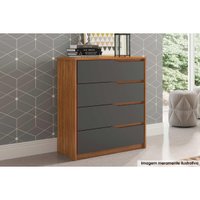 Cômoda de Quarto Atria c/ 4 Gavetas Amendola/Grafito - Demóbile
