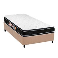 Conjunto Box Solteiro: Colchão Espuma Castor D33 Black e White + Base CRC Suede Clean (88x188)