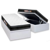 Conjunto Box Baú Solteiro: Colchão Espuma Castor D33 Black e White Air + Base CRC Courano White (88x188)