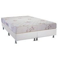 Conjunto Box Queen: Colchão Espuma Luckspuma D45 Gran Luck Floral Pró Saúde + Base CRC Courano White (158x198)