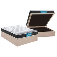 Cama Box Baú Casal: Colchão Espuma Probel D28 / EP Guarda Costas PróMiddle Double Face + Base CRC Suede Clean(138x188)
