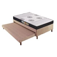 Cama Box c/Auxiliar Solteiro: Colchão Espuma Polar D28/EP Orthoface + Base CRC Rústico Bege(88x188)