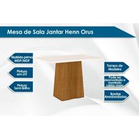 Conjunto: Mesa Sala Jantar Orus c/ Tampo Madeirado 120x80cm e 4 Cadeiras Bella Nature/Off White - Suede Marrom - Henn