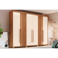 Guarda Roupa 6 Portas e 4 Gavetas c/ Pés Norton Nature/Off White - Henn