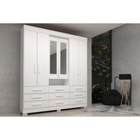 Guarda Roupa 6 Portas (2 c/ Espelho) e 9 Gavetas Débora Branco - ACP