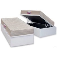 Conjunto Box Baú Solteiro: Colchão Espuma Herval D45 Top + Base CRC Courano Branco (88x188)