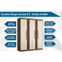 Guarda Roupa 3 Portas e 3 Gavetas Aurora 3.3 Jatobá/Areia - Santos Andirá