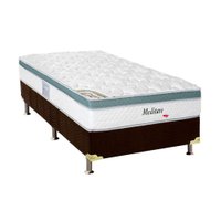 Cama Box Solteiro: Colchão Molas Ensacadas Herval Meditare + Base CRC Suede Brown(88x188)