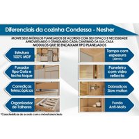 Balcão de Cozinha c/ Tampo Condessa c/ 2 Portas 120cm Carvalho/Cinza - Nesher