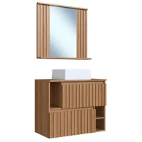 Kit Espelheira e Gabinete 70 cm Com Cuba Branca CJ1000 Mell FAEM