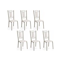 Kit 6 Cadeiras de Cozinha Florença C005 6 Un Niquel/Branco 106 - Kappesberg