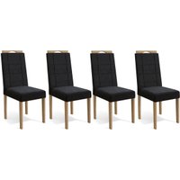 Kit 4 Cadeiras de Cozinha 2CAD150EA 4 Un Eucalipto/Suede Preto A038 - Kappesberg