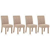 Kit 4 Cadeiras Sala Jantar Esther 4 Un Nature/Linho Creme - Henn