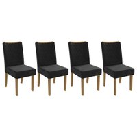 Kit 4 Cadeiras de Cozinha 2CAD129FR 4 Un Freijo/Suede Preto A038 - Kappesberg