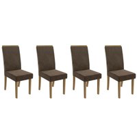 Kit 4 Cadeiras de Cozinha 2CAD142FR 4 Un Freijo/Suede Marrom A033 - Kappesberg