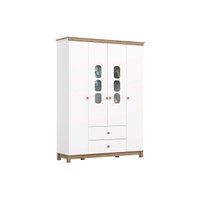 Guarda Roupa 4 Portas Aconchego c/ e 2 Gavetas Branco/Jequitiba - Henn