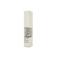 Módulo de Quarto Solteiro Armário Mesa de Cabeceira Seletto MC02 c/ 1 Porta e 3 Gavetas Areia - Henn