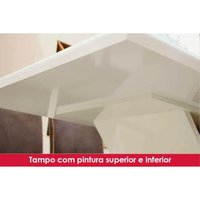 Conjunto: Mesa de Cozinha Lins c/ Tampo Madeirado 120x80cm e 4 Cadeiras Vita Nature/Off White - Linho Bege - Henn