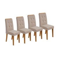 Kit 4 Cadeiras de Cozinha Celebrare 4 Un Amêndoa/Suede Creme - Lopas
