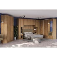 Quarto Modulado Casal Adapt 10 Peças Quarto (7 Armários + 1 Ponte Aéreo + 2 Complementos) QCM135 Nogueira - Kappesberg