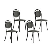 Kit 4 Cadeiras Sala Jantar 1738 4 Uni Preto/Grafite - Preto - Carraro