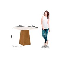 Conjunto: Mesa de Cozinha Dora Tampo Madeirado 90cm e 4 Cadeiras Isa Nature/Suede Light Bege - Henn