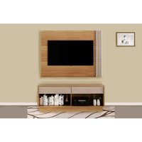 Estante p/ Sala até 42 Pol PL3004/RA2003 Ripado c/ 2 Gavetas 115x150cm Natural/Off White - Tecno Mobili