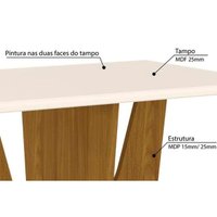 Conjunto: Mesa de Cozinha Vértice c/ Tampo Reto Madeirado c/ Vidro 90x90cm e 4 Cadeiras Vita Nature/Linho - Henn