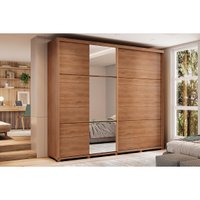 Guarda Roupa 2 Portas de Correr e 6 Gavetas c/ Espelho Titan 1173 c/ Pés Freijo - Carraro