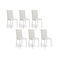 Kit 6 Cadeiras de Cozinha Amsterdã C091 6 Un Cromada/Branco 106 - Kappesberg