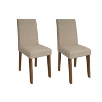 Kit Com 2 Cadeiras Sala Jantar Milena 2 Un Savana-Nature/Suede Nude Bege - Cimol