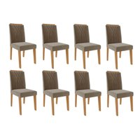 Kit de 8 Cadeiras Sala Jantar Nicole 8 Un Nature/Suede Joli Chocolate - Cimol