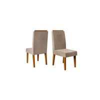 Kit 2 Cadeiras Sala Jantar Lia 2 Un Freijó/Suede Kraft Bege - DJ Móveis