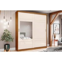 Guarda Roupas 2 Portas de Correr (1 c/ Espelho) e 3 Gavetas Verg Nature/Off White - Henn