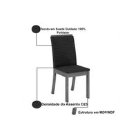 Conjunto: Mesa de Cozinha Orus c/ Tampo Madeirado 120x80cm e 4 Cadeiras Isa Nature/Off White - Linho Bege - Henn