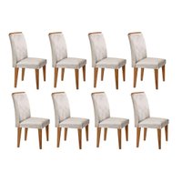 Kit 8 Cadeiras Sala Jantar Lunara 8 Un Imbuia/Suede Creme - Rufato