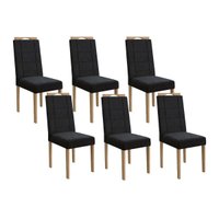 Kit 6 Cadeiras de Cozinha 2CAD150EA 6 Un Eucalipto/Suede Preto A038 - Kappesberg