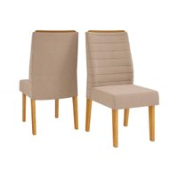 Kit 2 Cadeiras Sala Jantar Ondina 2 Un Cedro/Suede Kraft Bege - DJ Móveis
