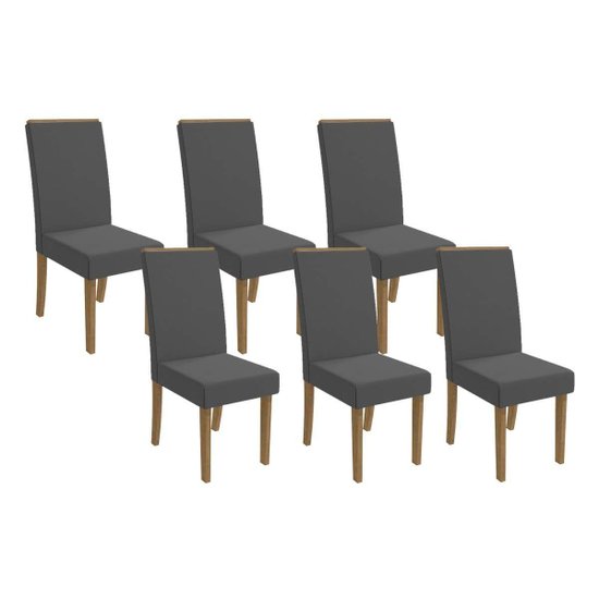 Kit 6 Cadeiras de Cozinha 2CAD142FR 6 Un Freijó/Suede Deluxe Grafite - Kappesberg