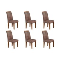 Kit 6 Cadeiras de Cozinha Lunara 6 Un Imbuia/Suede Capuccino - Rufato